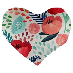 Floral  Large 19  Premium Heart Shape Cushions by Sobalvarro
