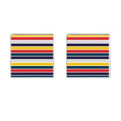 Horizontal Colored Stripes Cufflinks (square) by tmsartbazaar