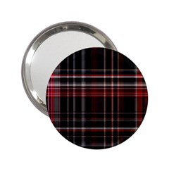 Red Black White Plaid Stripes 2 25  Handbag Mirrors by SpinnyChairDesigns