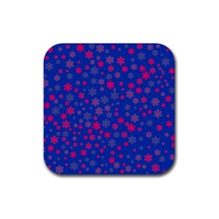 Bisexual Pride Tiny Scattered Flowers Pattern Rubber Square Coaster (4 Pack)  by VernenInk
