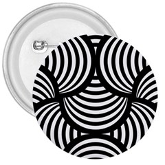 Abstract Black And White Shell Pattern 3  Buttons by SpinnyChairDesigns