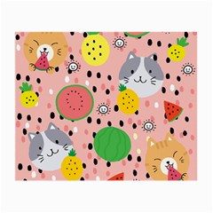 Cats And Fruits  Small Glasses Cloth (2 Sides) by Sobalvarro