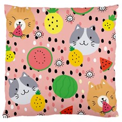 Cats And Fruits  Large Cushion Case (one Side) by Sobalvarro