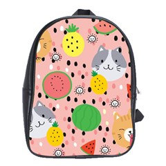 Cats And Fruits  School Bag (xl) by Sobalvarro