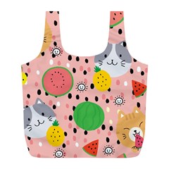 Cats And Fruits  Full Print Recycle Bag (l) by Sobalvarro