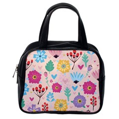 Tekstura-fon-tsvety-berries-flowers-pattern-seamless Classic Handbag (one Side) by Sobalvarro