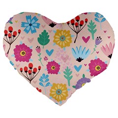 Tekstura-fon-tsvety-berries-flowers-pattern-seamless Large 19  Premium Heart Shape Cushions by Sobalvarro