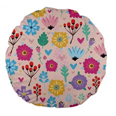 Tekstura-fon-tsvety-berries-flowers-pattern-seamless Large 18  Premium Flano Round Cushions by Sobalvarro
