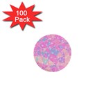 Pink Blue Peach Color Mosaic 1  Mini Buttons (100 pack) 