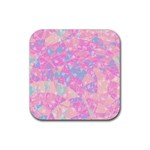 Pink Blue Peach Color Mosaic Rubber Coaster (Square) 