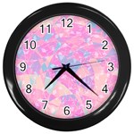 Pink Blue Peach Color Mosaic Wall Clock (Black)