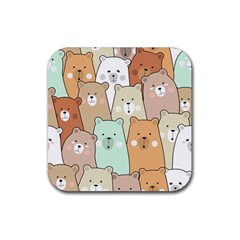 Colorful-baby-bear-cartoon-seamless-pattern Rubber Coaster (square)  by Sobalvarro