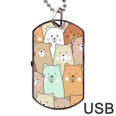 Colorful-baby-bear-cartoon-seamless-pattern Dog Tag Usb Flash (one Side) by Sobalvarro