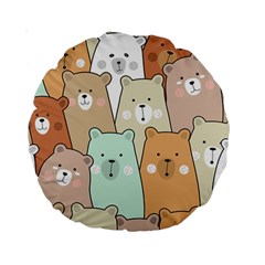 Colorful-baby-bear-cartoon-seamless-pattern Standard 15  Premium Round Cushions by Sobalvarro