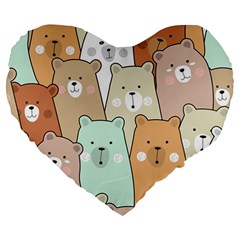 Colorful-baby-bear-cartoon-seamless-pattern Large 19  Premium Heart Shape Cushions by Sobalvarro