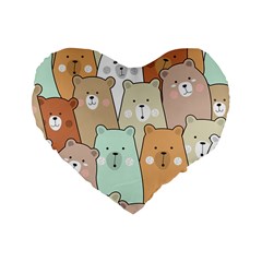 Colorful-baby-bear-cartoon-seamless-pattern Standard 16  Premium Flano Heart Shape Cushions by Sobalvarro