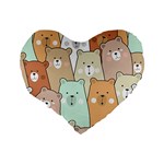 Colorful-baby-bear-cartoon-seamless-pattern Standard 16  Premium Flano Heart Shape Cushions Back