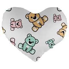 Bears Large 19  Premium Flano Heart Shape Cushions by Sobalvarro