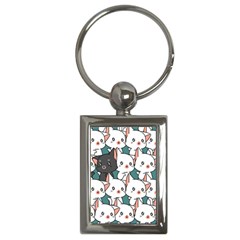 Seamless-cute-cat-pattern-vector Key Chain (rectangle) by Sobalvarro
