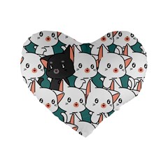 Seamless-cute-cat-pattern-vector Standard 16  Premium Heart Shape Cushions by Sobalvarro