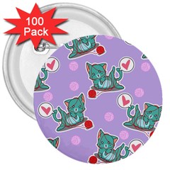 Playing Cats 3  Buttons (100 Pack)  by Sobalvarro
