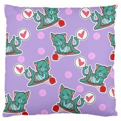 Playing Cats Large Flano Cushion Case (one Side) by Sobalvarro