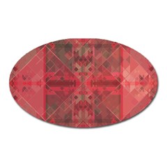 Indian Red Color Geometric Diamonds Oval Magnet by SpinnyChairDesigns