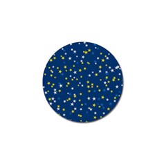 White Yellow Stars On Blue Color Golf Ball Marker by SpinnyChairDesigns