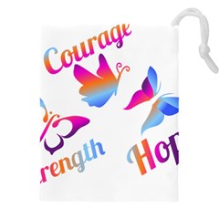 Strength Courage Hope Butterflies Drawstring Pouch (5xl) by CHeartDesigns