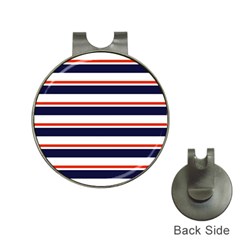 Red With Blue Stripes Hat Clips With Golf Markers by tmsartbazaar