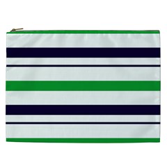 Green With Blue Stripes Cosmetic Bag (xxl) by tmsartbazaar