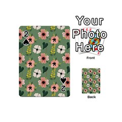 Flower Green Pink Pattern Floral Playing Cards 54 Designs (mini) by Alisyart