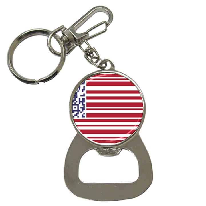 QR-Code & Barcode American Flag Bottle Opener Key Chain