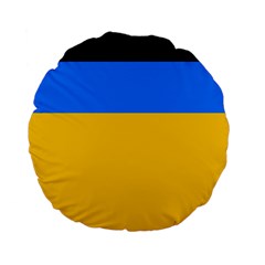 Bright Yellow With Blue Standard 15  Premium Flano Round Cushions by tmsartbazaar