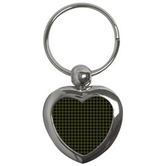 Army Green Black Buffalo Plaid Key Chain (heart)