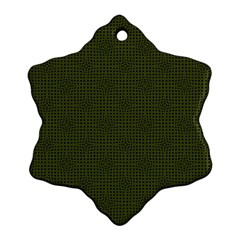 Army Green Color Polka Dots Ornament (snowflake) by SpinnyChairDesigns