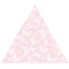 Ballet Pink White Color Butterflies Batik  Wooden Puzzle Triangle by SpinnyChairDesigns