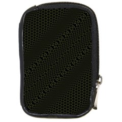 Army Green And Black Netting Compact Camera Leather Case by SpinnyChairDesigns