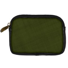 Army Green Color Texture Digital Camera Leather Case by SpinnyChairDesigns