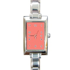 True Coral Pink Color Rectangle Italian Charm Watch by SpinnyChairDesigns