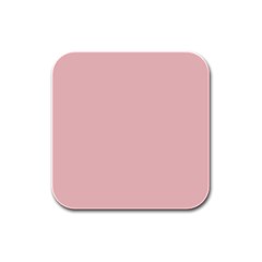 Baby Pink Color Rubber Square Coaster (4 Pack)  by SpinnyChairDesigns