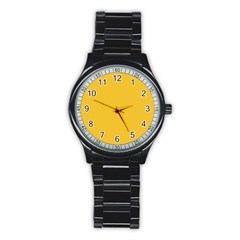 True Saffron Yellow Color Stainless Steel Round Watch by SpinnyChairDesigns