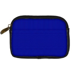Cobalt Blue Color Stripes Digital Camera Leather Case by SpinnyChairDesigns