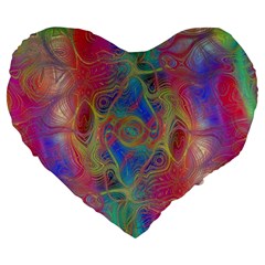 Boho Tie Dye Rainbow Large 19  Premium Heart Shape Cushions by SpinnyChairDesigns