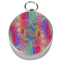 Boho Tie Dye Rainbow Silver Compasses by SpinnyChairDesigns