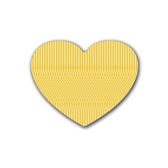 Saffron Yellow Color Stripes Heart Coaster (4 Pack)  by SpinnyChairDesigns