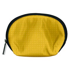 Saffron Yellow Color Polka Dots Accessory Pouch (medium) by SpinnyChairDesigns