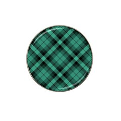 Biscay Green Black Plaid Hat Clip Ball Marker by SpinnyChairDesigns