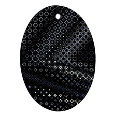 Black Abstract Pattern Oval Ornament (two Sides) by SpinnyChairDesigns