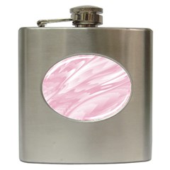 Pastel Pink Feathered Pattern Hip Flask (6 Oz) by SpinnyChairDesigns